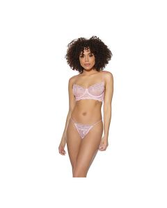 Crystal Pink Underwire Bra & G-String Pink/Silver MD