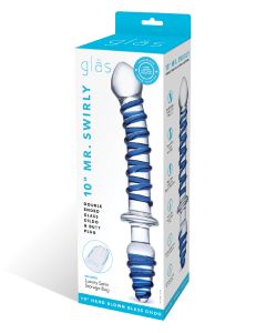 Glas 10"  Mr. Swirly Double Ended Glass Dildo & Butt P