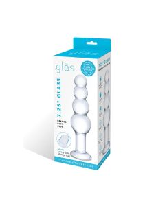 Glas 7.25" Glass Beaded Butt Plug - Clear