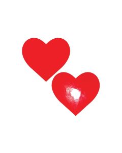 Neva Nude Vixen Queen Status Wet Vinyl Heart Pasties - Red QN