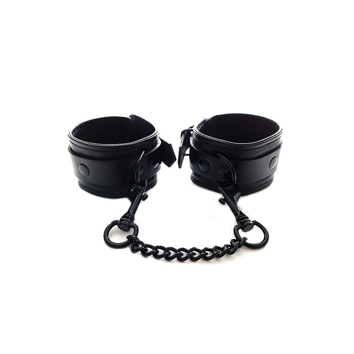 Rouge Leather Wrist Cuffs - Black with Black
