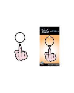 Wood Rocket Middle Finger Keychain - Pink