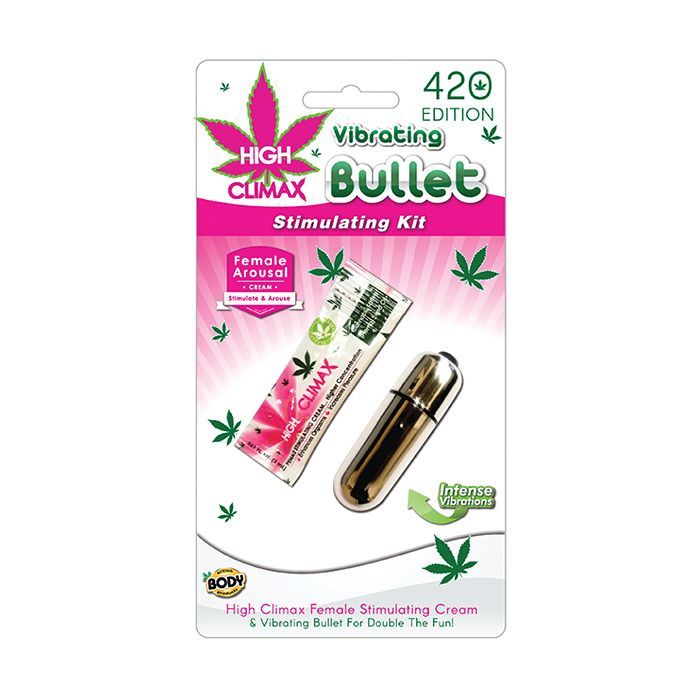 High Climax Vibrating Bullet Stimulating Kit w/Hemp Seed Oil - Silver