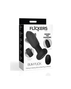Inmi Bum Flick Flicking & Vibrating Silicone Butt Plug w/Remote - Black